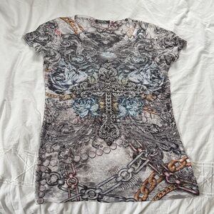 Embellished Cross Graphic Short Sleeve Tee